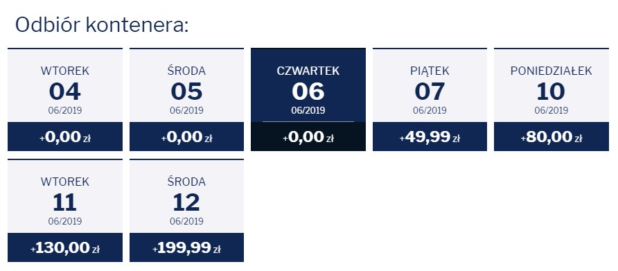 odbiór kontenera